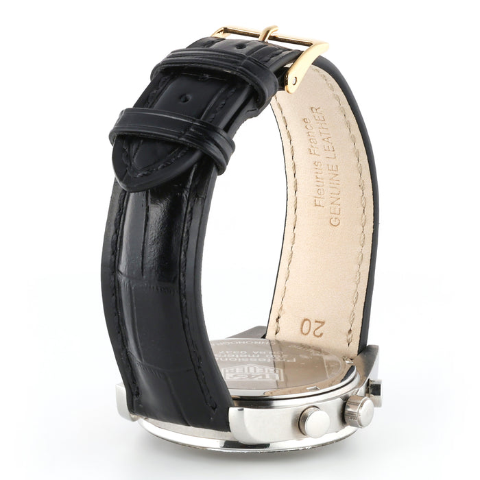 Padded Alligator Grain Leather Watch Band | Black