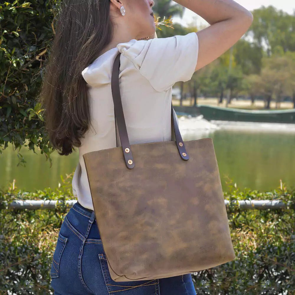 Eden MEDIUM Leather Tote Bag - Classic watch band - Strapped For Time