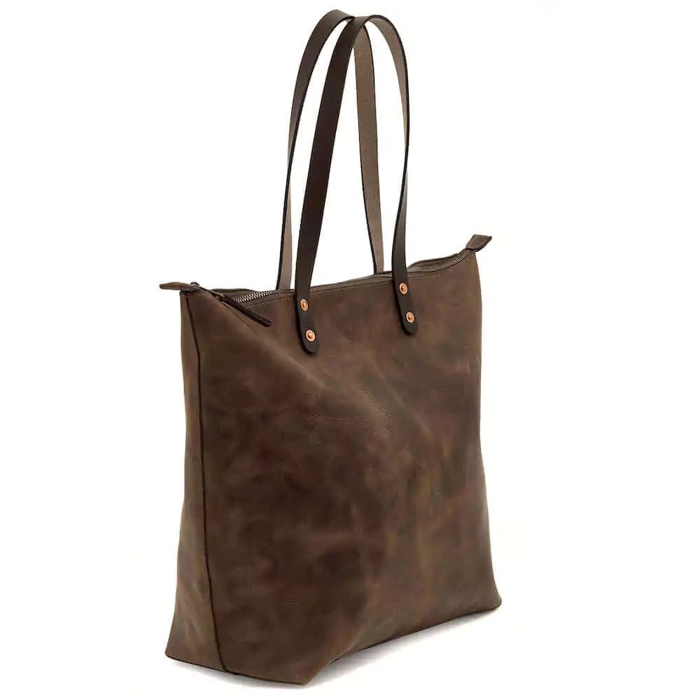 Eden OVERSIZED Leather Tote Bag - Zippered watch band - Strapped For Time