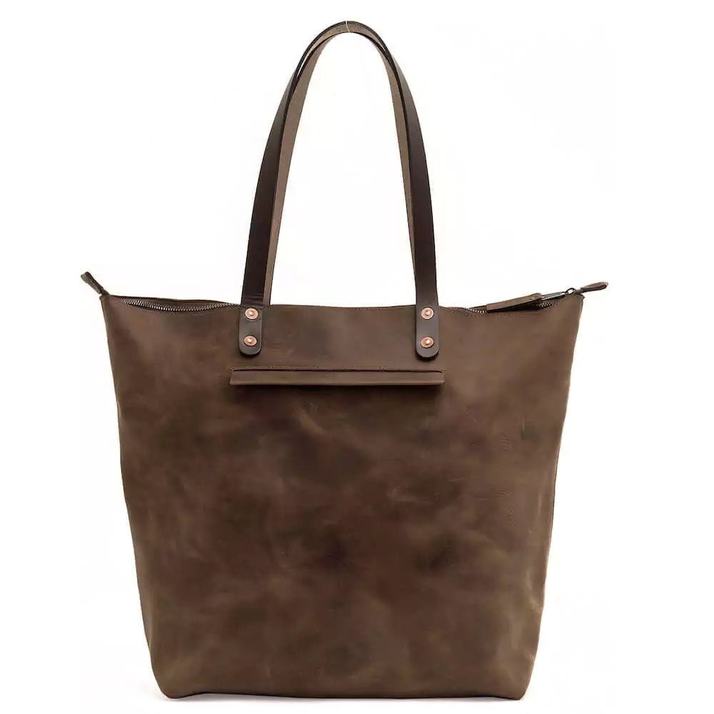 Eden OVERSIZED Leather Tote Bag - Zippered watch band - Strapped For Time