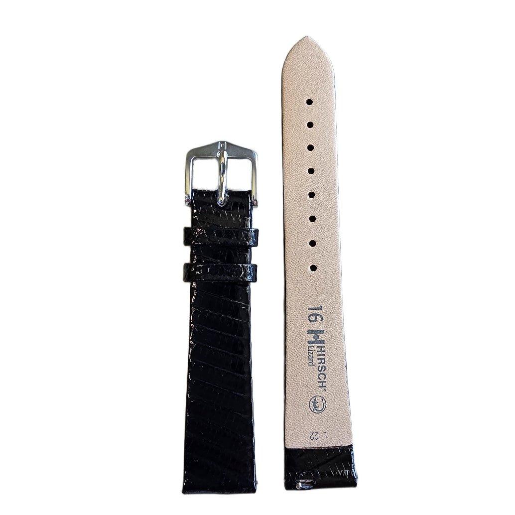 Hirsch Lizard | 16mm Medium - Black watch band - Strapped For Time