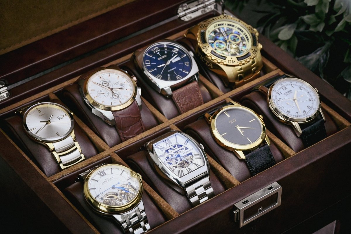 Luxury Watch Winder Box - Coffee Brown watch band - Strapped For Time