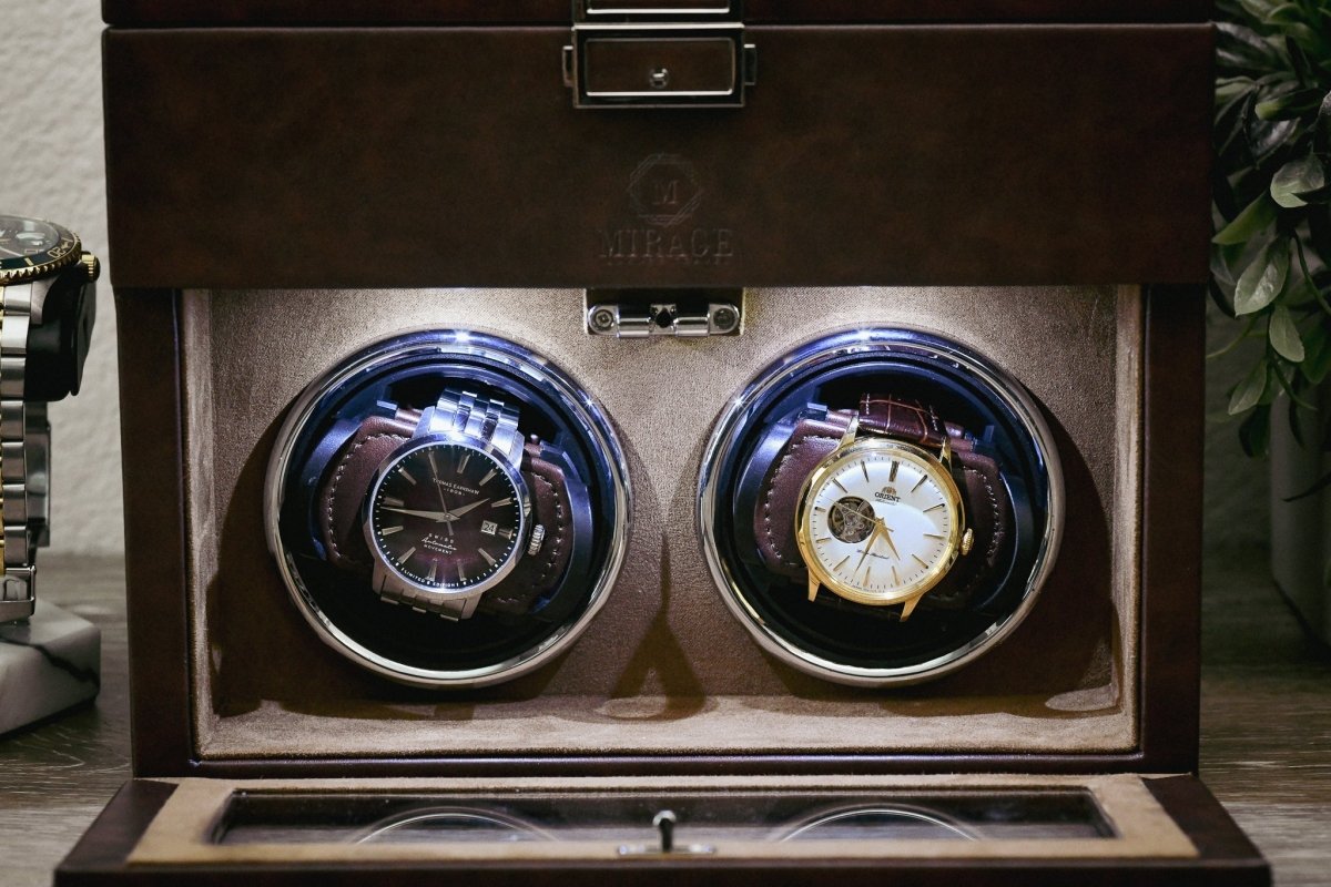 Luxury Watch Winder Box - Coffee Brown watch band - Strapped For Time