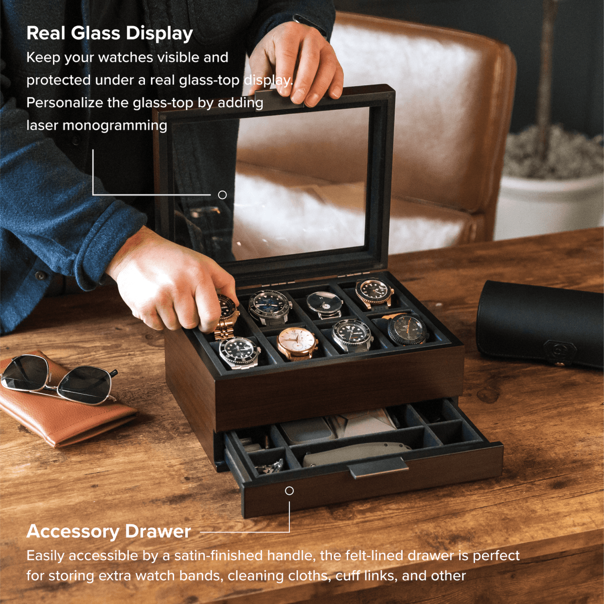 Mill Modular Watch Box - 8 Slot watch band - Strapped For Time