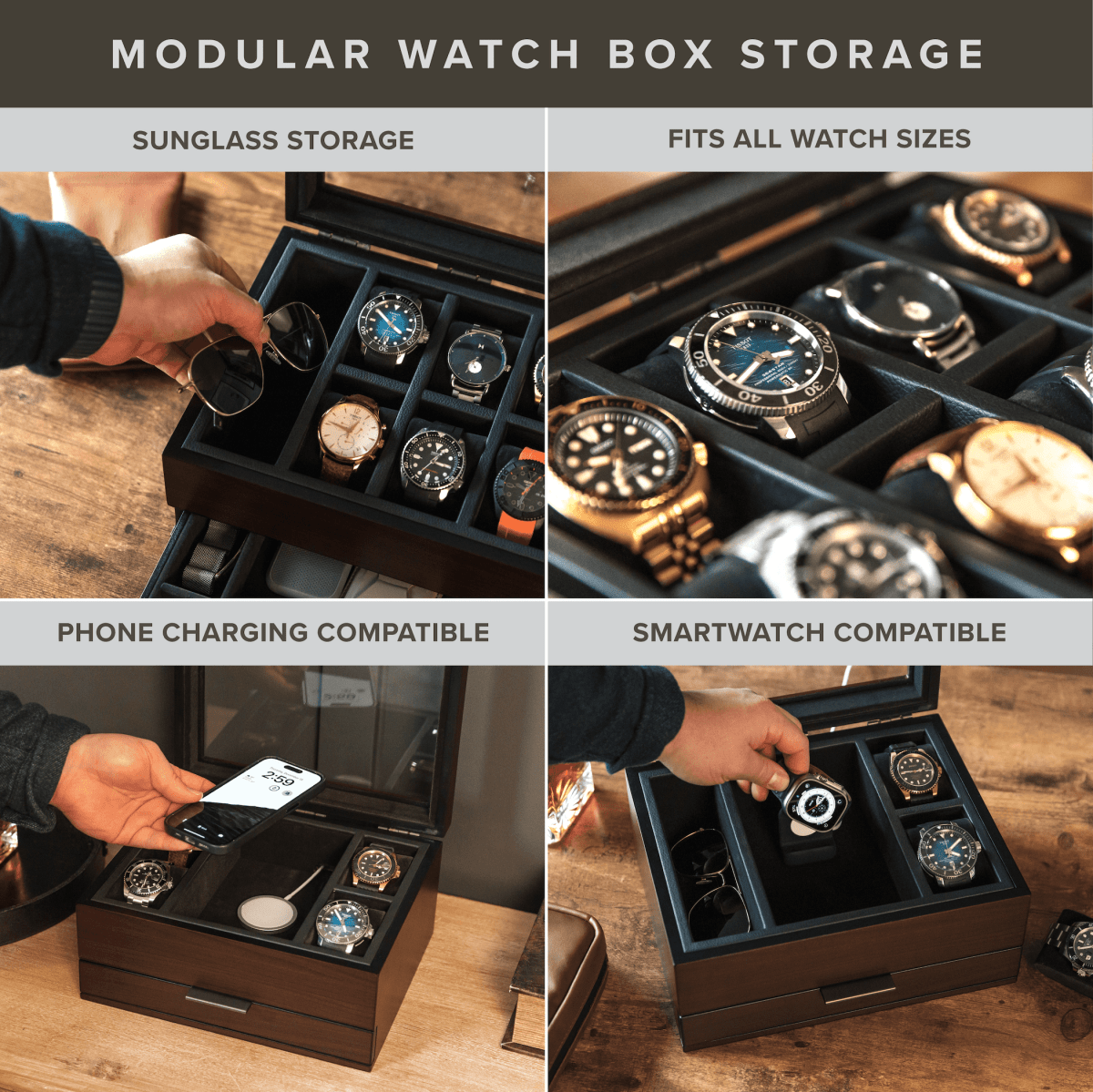 Mill Modular Watch Box - 8 Slot watch band - Strapped For Time