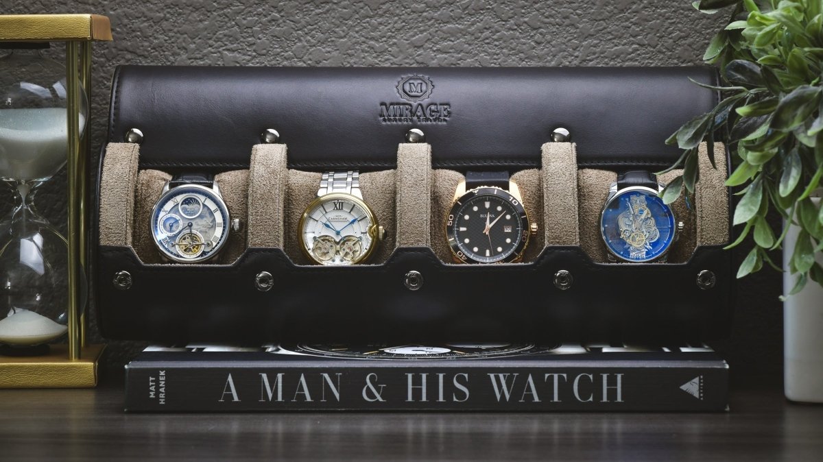 Sable Black Full-grain Cow Leather Watch Roll - 4 Watches watch band - Strapped For Time