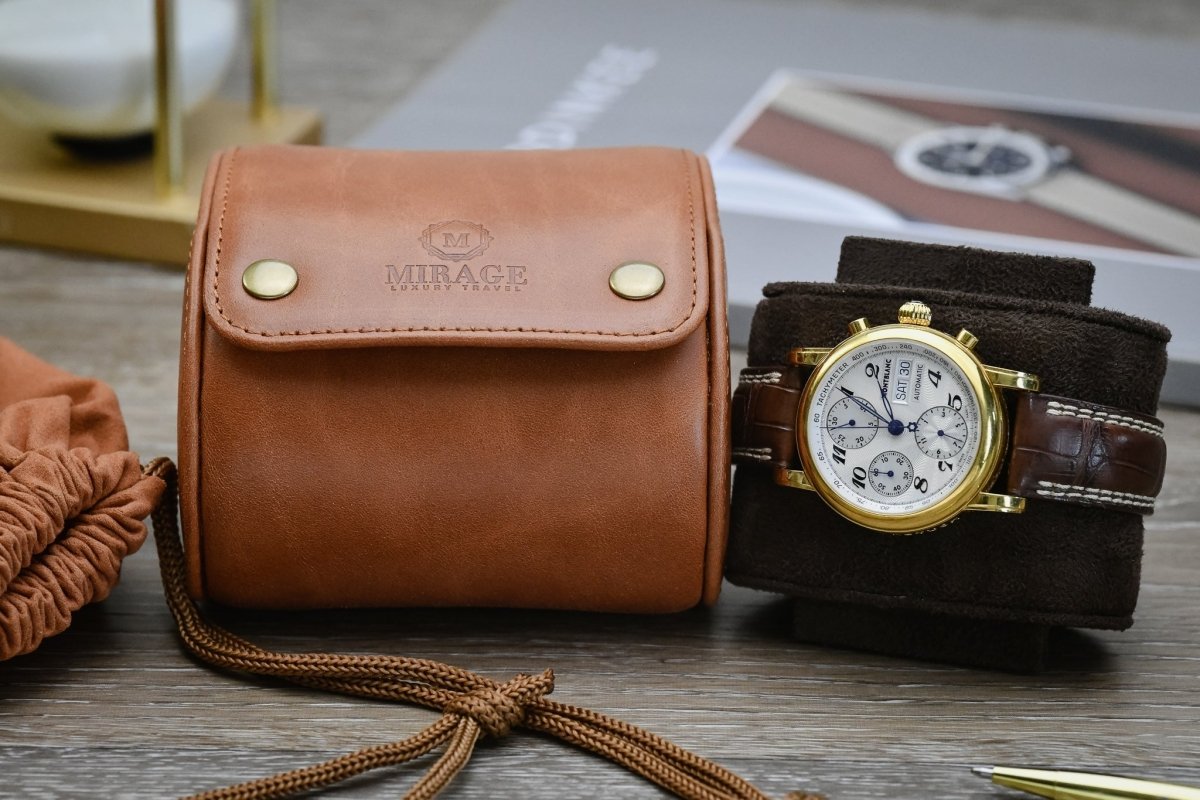 Tawny Brown Full-grain Cow Leather Watch Travel Case - 1 Watch watch band - Strapped For Time