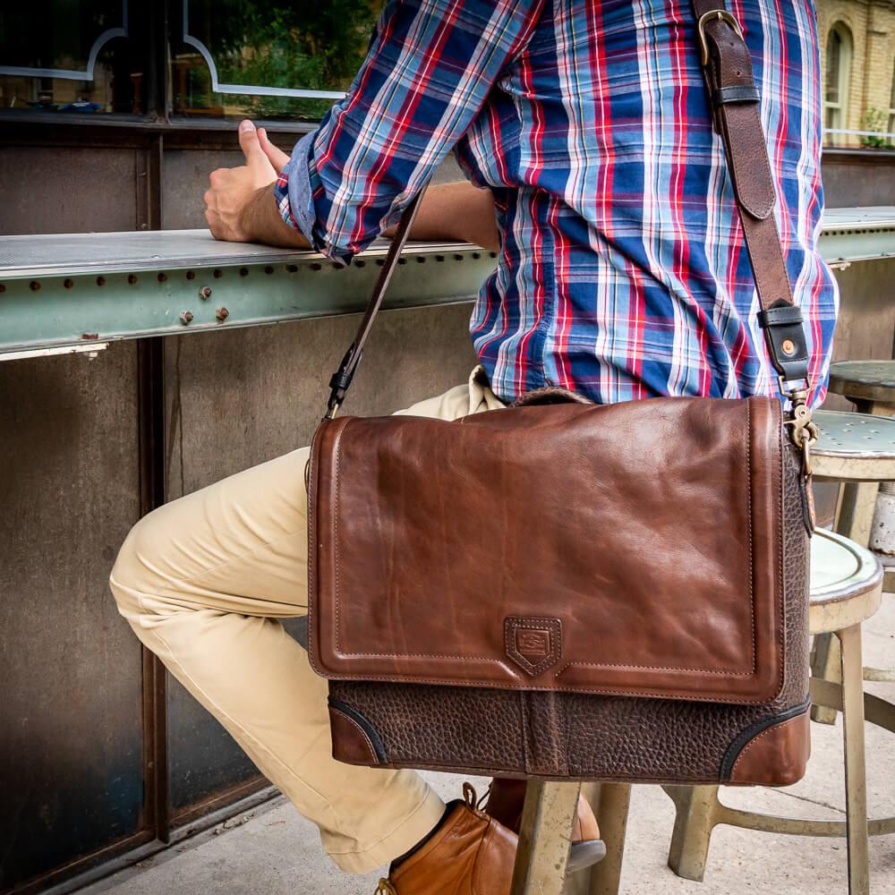 Theodore Leather Messenger Bag watch band - Strapped For Time