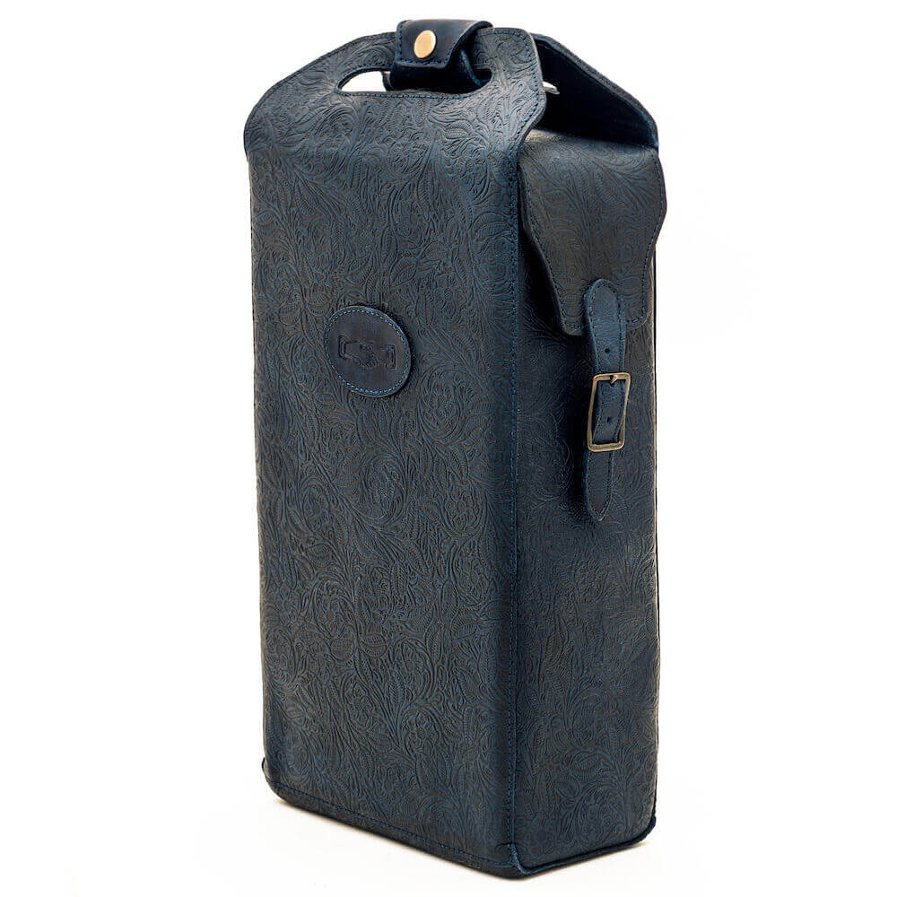 Tooled Leather Two Bottle Wine Carrier watch band - Strapped For Time