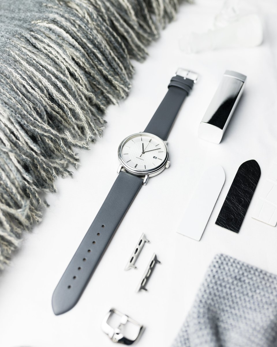 Hirsch Toronto flat gray watch band on men's watch women's watch