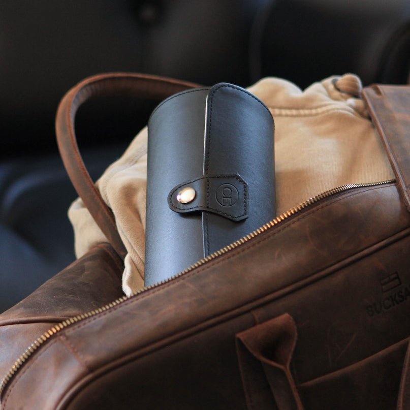 Travel Watch Case - 3 Slot | Black watch band - Strapped For Time