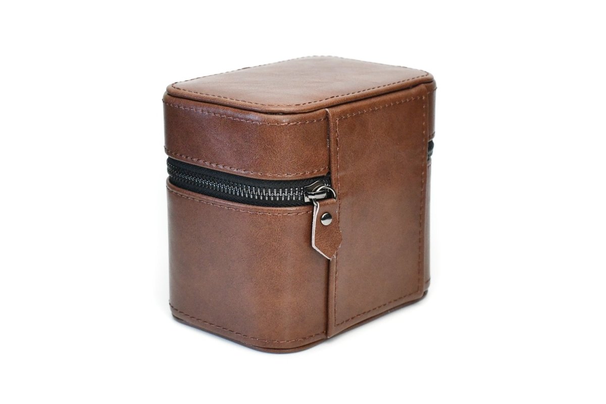 Watch and Jewelry Travel Case - Coffee Brown Leather watch band - Strapped For Time