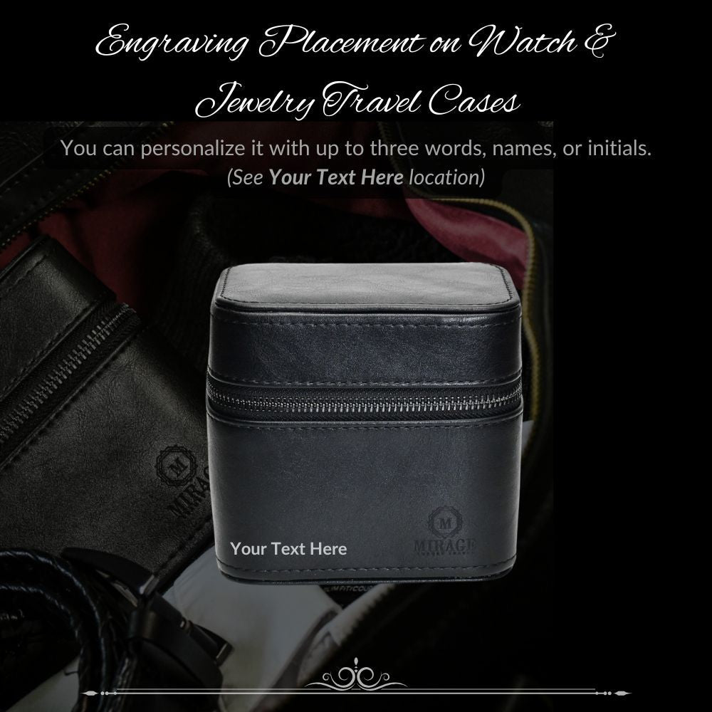 Watch and Jewelry Travel Case - Genuine Leather - Obsedian Black watch band - Strapped For Time