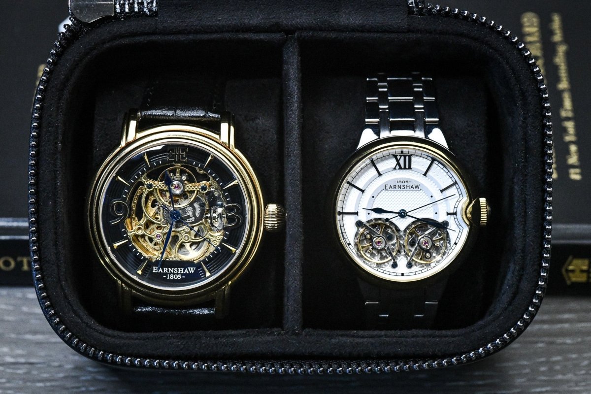 Watch and Jewelry Travel Case - Genuine Leather - Obsedian Black watch band - Strapped For Time