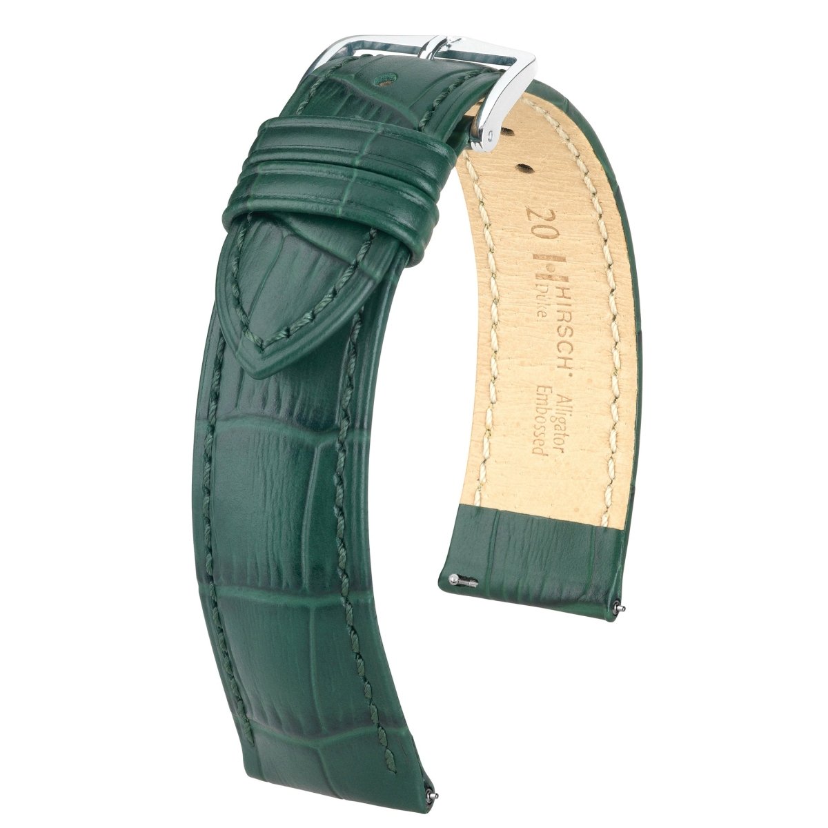 HIRSCH Grand Duke XL Uhrenarmband – Alligator-Optik, Kalbsleder, Wasserfest, Extra Lang