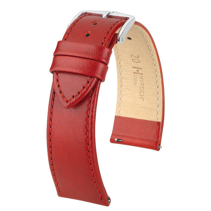 Hirsch Osiris Box Leather Watch Band | Red