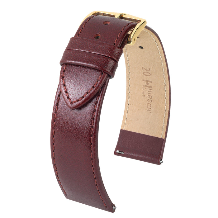 Hirsch Osiris Box Leather Watch Band | Burgundy