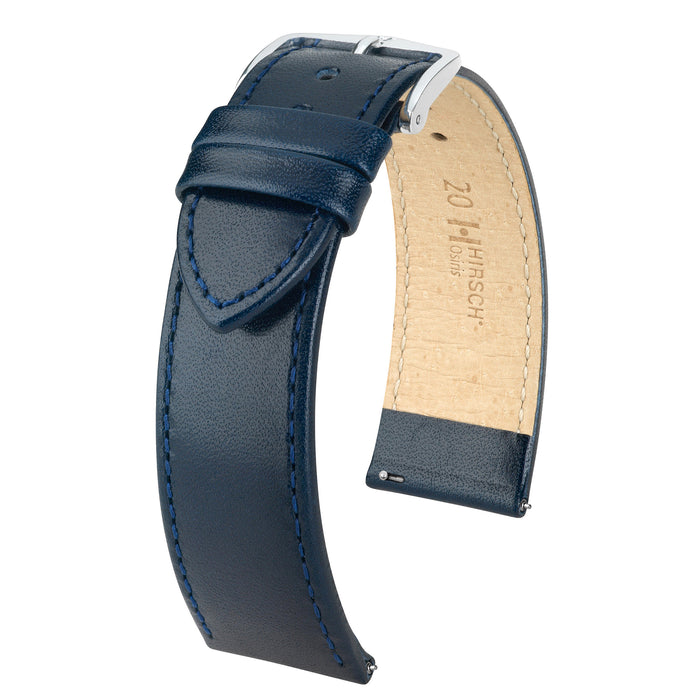 Hirsch Osiris Box Leather Watch Band | Blue