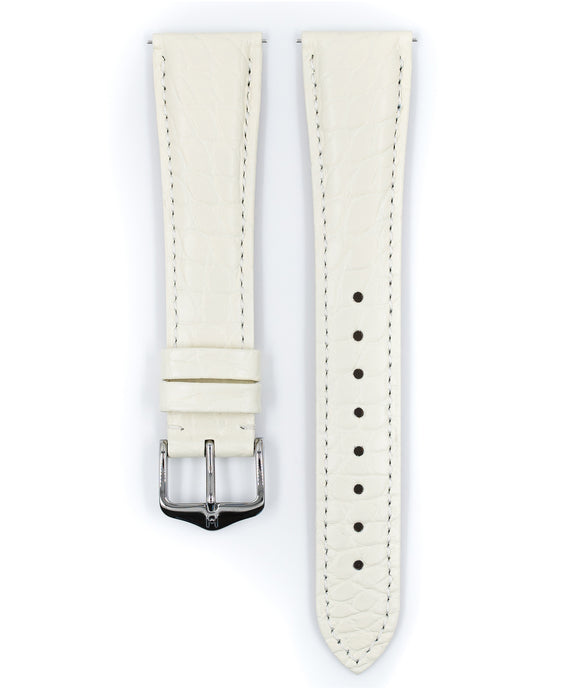 Hirsch Regent Genuine Alligator Flank Watch Band | White