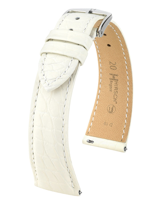 Hirsch Regent Genuine Alligator Flank Watch Band | White