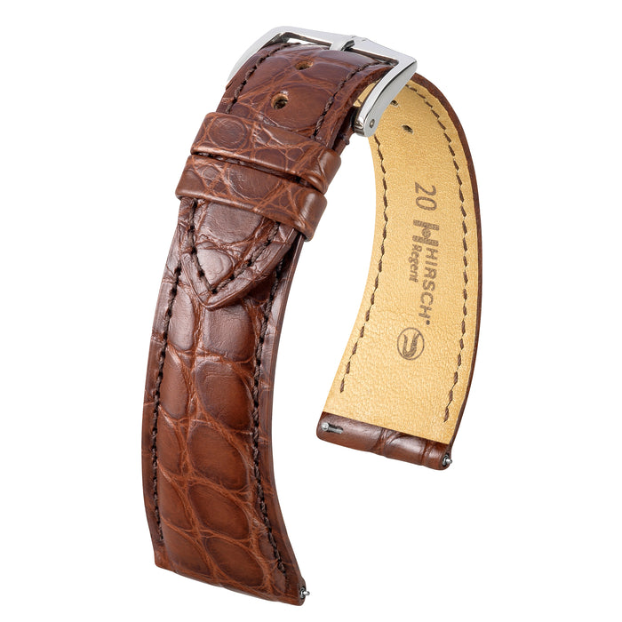 Hirsch Regent Genuine Alligator Flank Watch Band | Brown