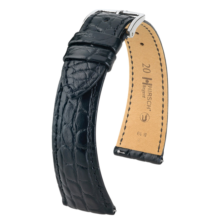 Hirsch Regent Genuine Alligator Flank Watch Band | Black