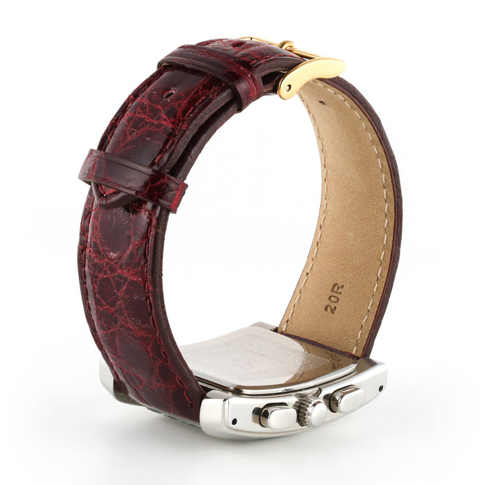Polished Genuine Crocodile Watch Band | Bordeaux