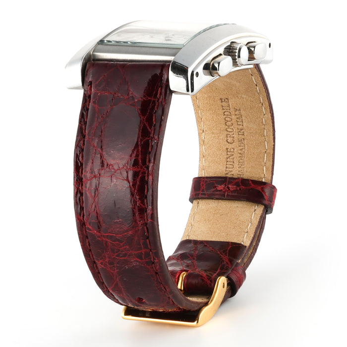 Polished Genuine Crocodile Watch Band | Bordeaux