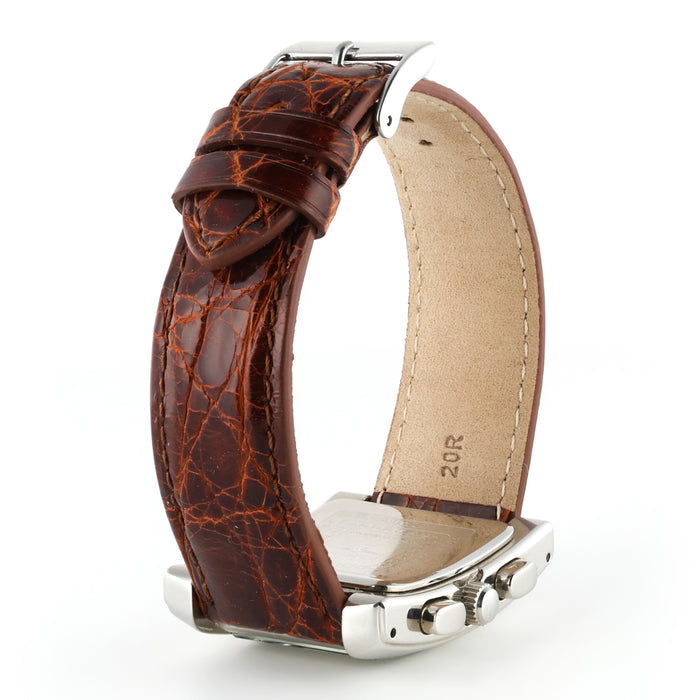 Polished Genuine Crocodile Watch Band | Cognac