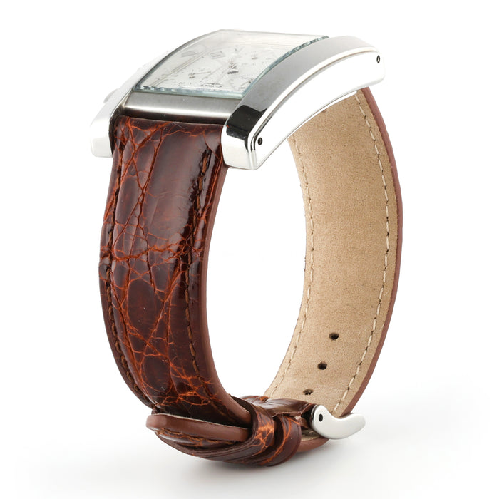 Polished Genuine Crocodile Watch Band | Cognac