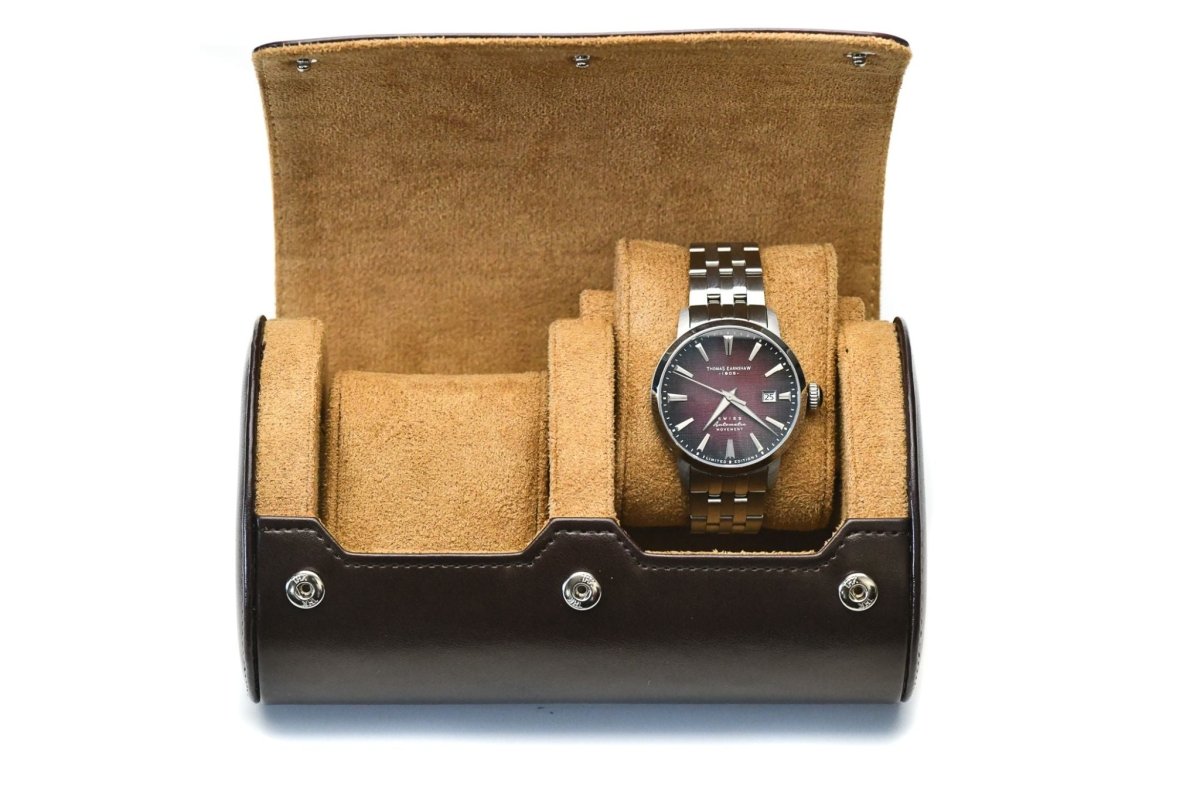 2 Watch Case - Espresso Brown watch band - Strapped For Time