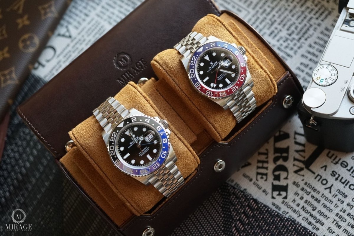 2 Watch Case - Espresso Brown watch band - Strapped For Time