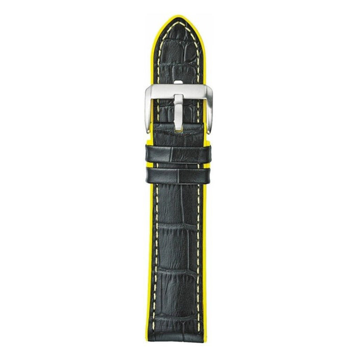 Embossed Leather Silicone Lining Black-Yellow