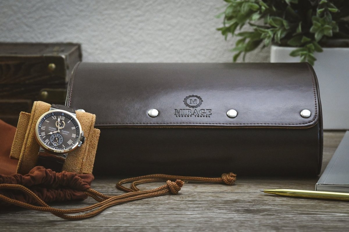 6 Watch Case - Espresso Brown watch band - Strapped For Time