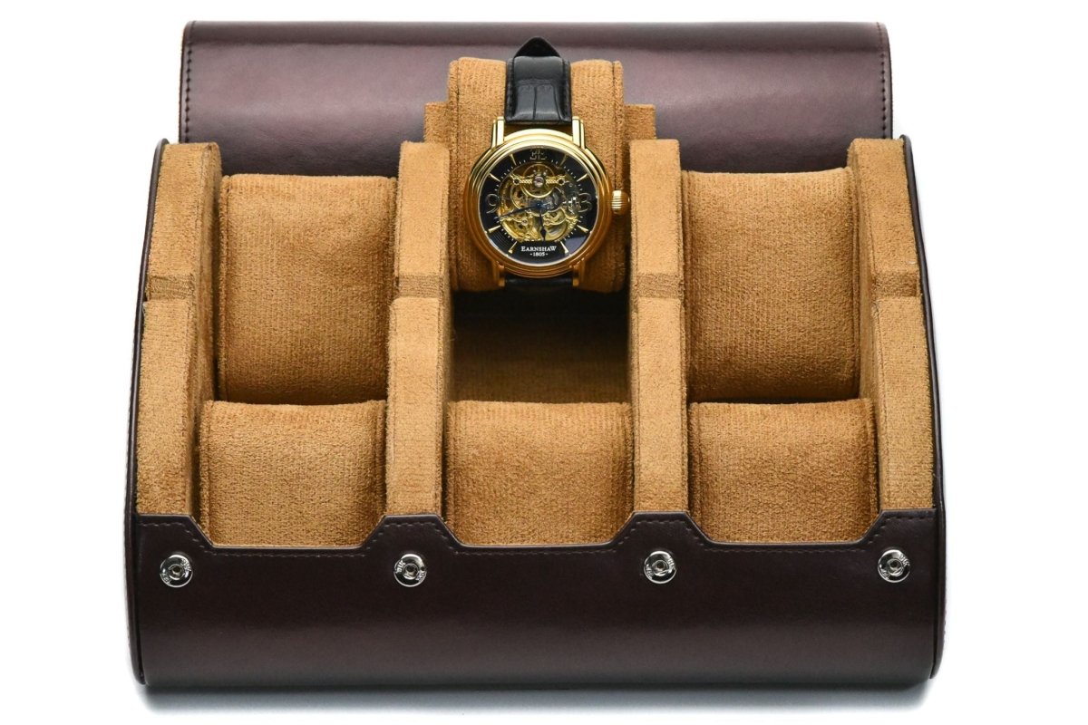 6 Watch Case - Espresso Brown watch band - Strapped For Time