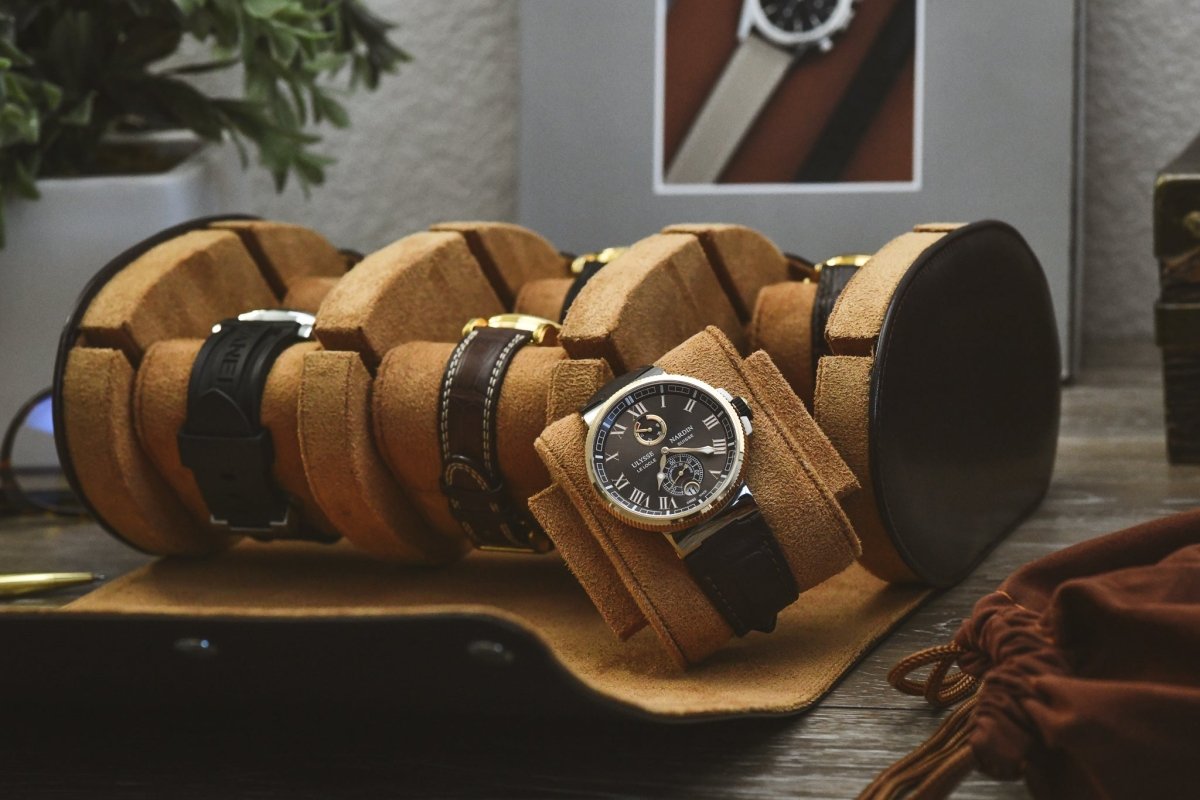 6 Watch Case - Espresso Brown watch band - Strapped For Time