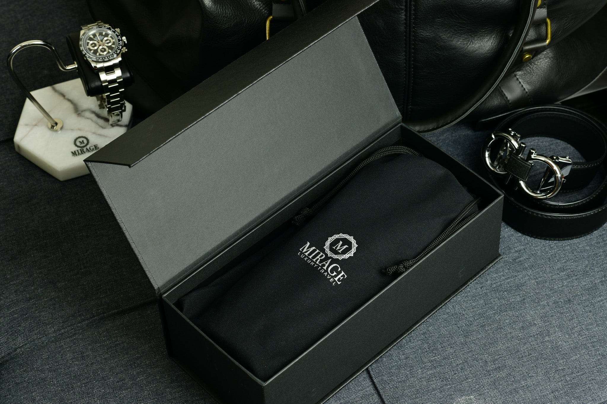 Sable Black Full-grain Cow Leather Watch Roll Case - 3 Watches