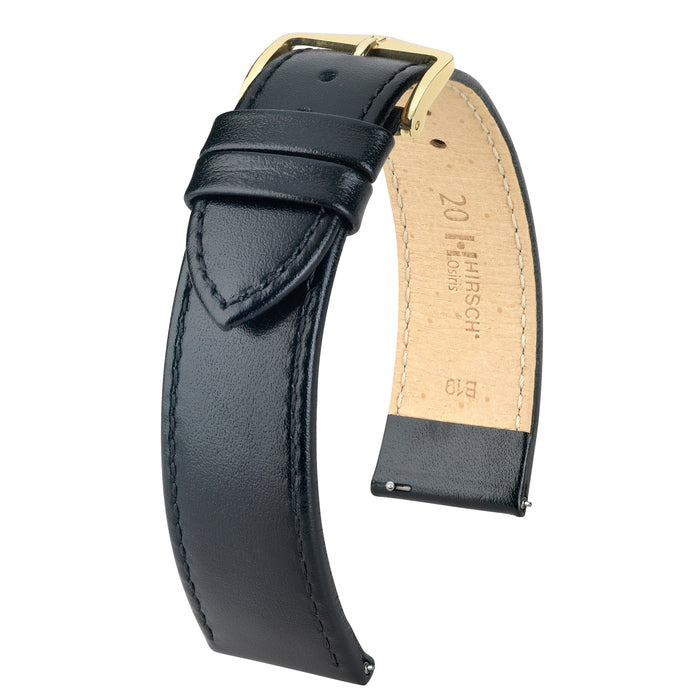 Hirsch Osiris Box Leather Watch Band | Black