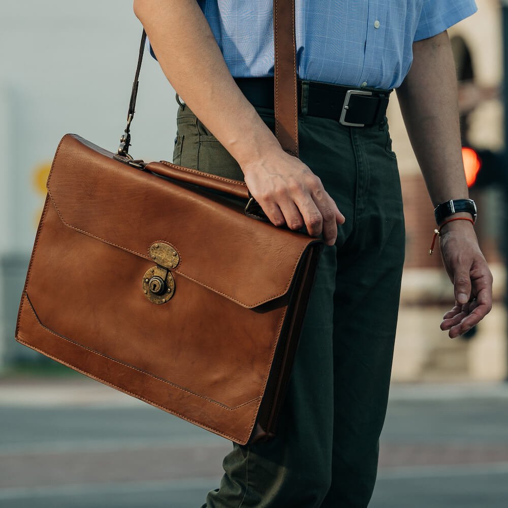 Benjamin Leather Briefcase watch band - Strapped For Time