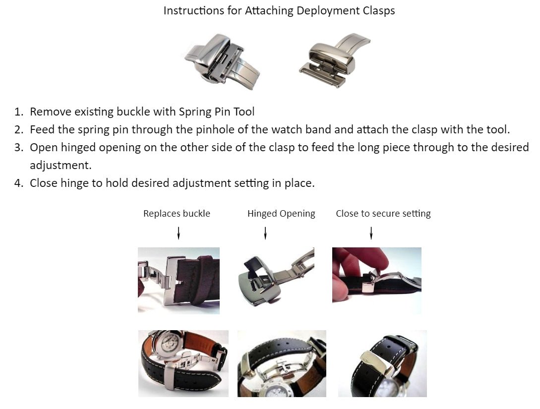 Push Button Deployant Clasp watch band - Strapped For Time