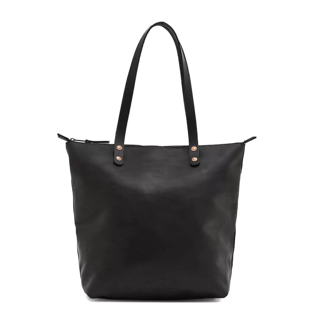 Eden LARGE Leather Tote Bag - Zippered watch band - Strapped For Time