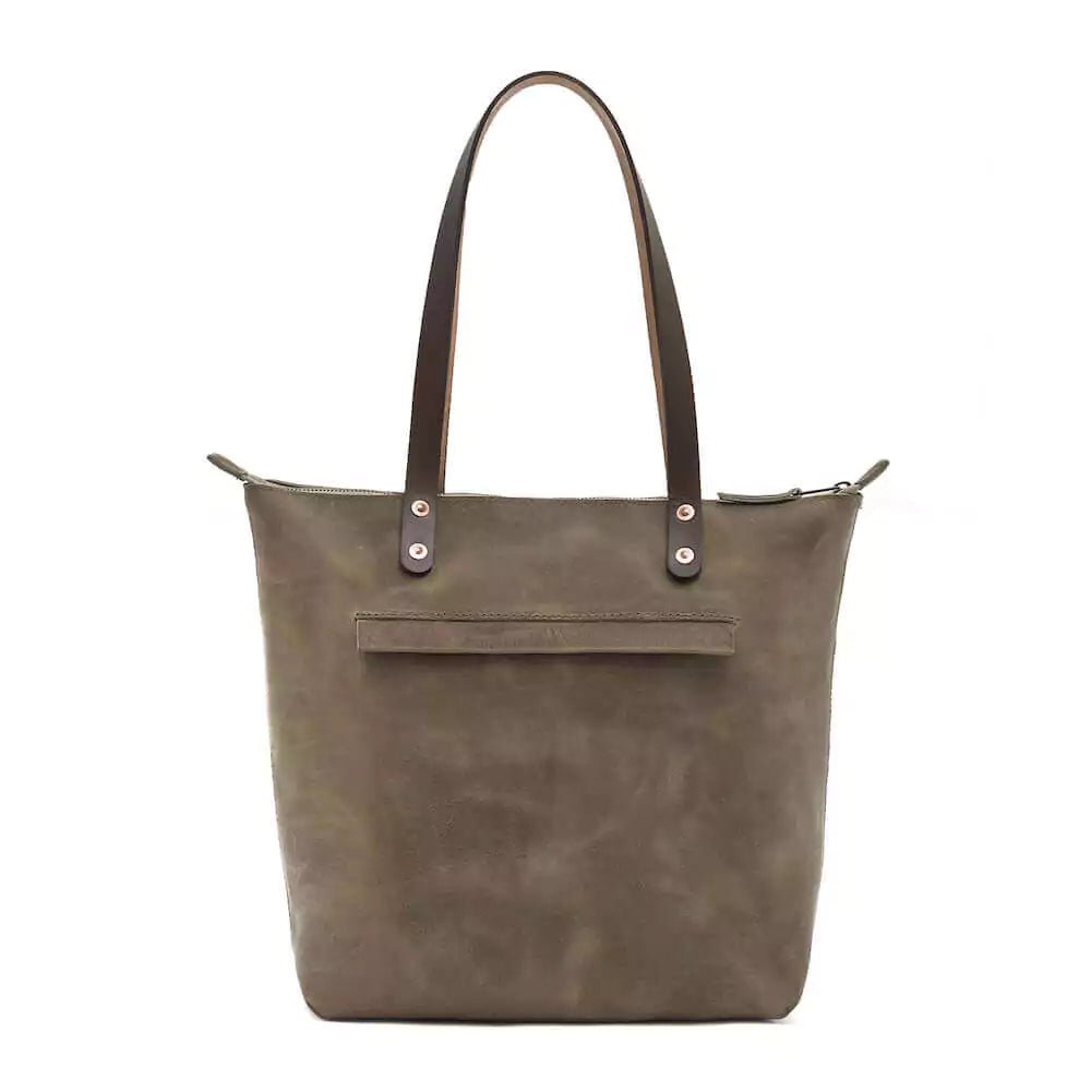 Eden LARGE Leather Tote Bag - Zippered watch band - Strapped For Time