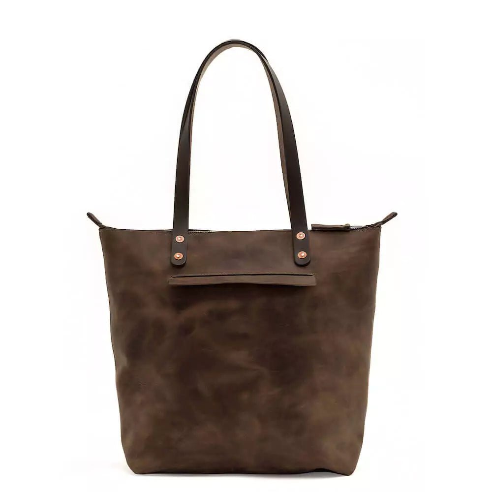 Eden LARGE Leather Tote Bag - Zippered watch band - Strapped For Time