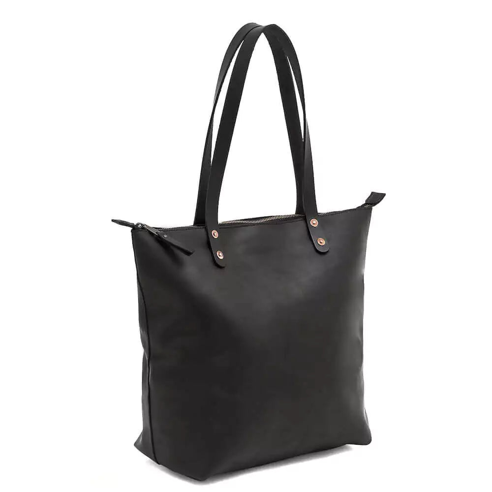 Eden LARGE Leather Tote Bag - Zippered watch band - Strapped For Time