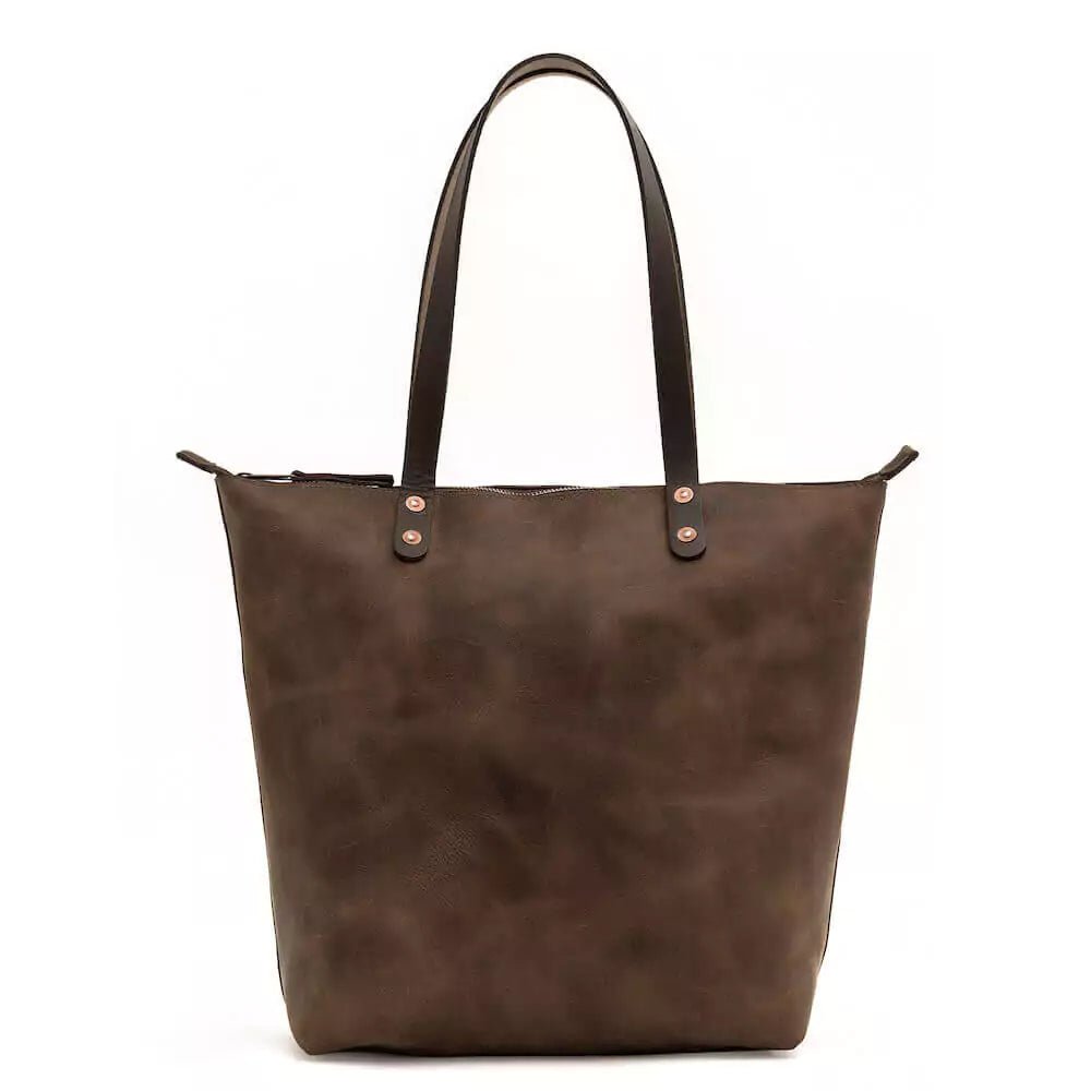Eden LARGE Leather Tote Bag - Zippered watch band - Strapped For Time