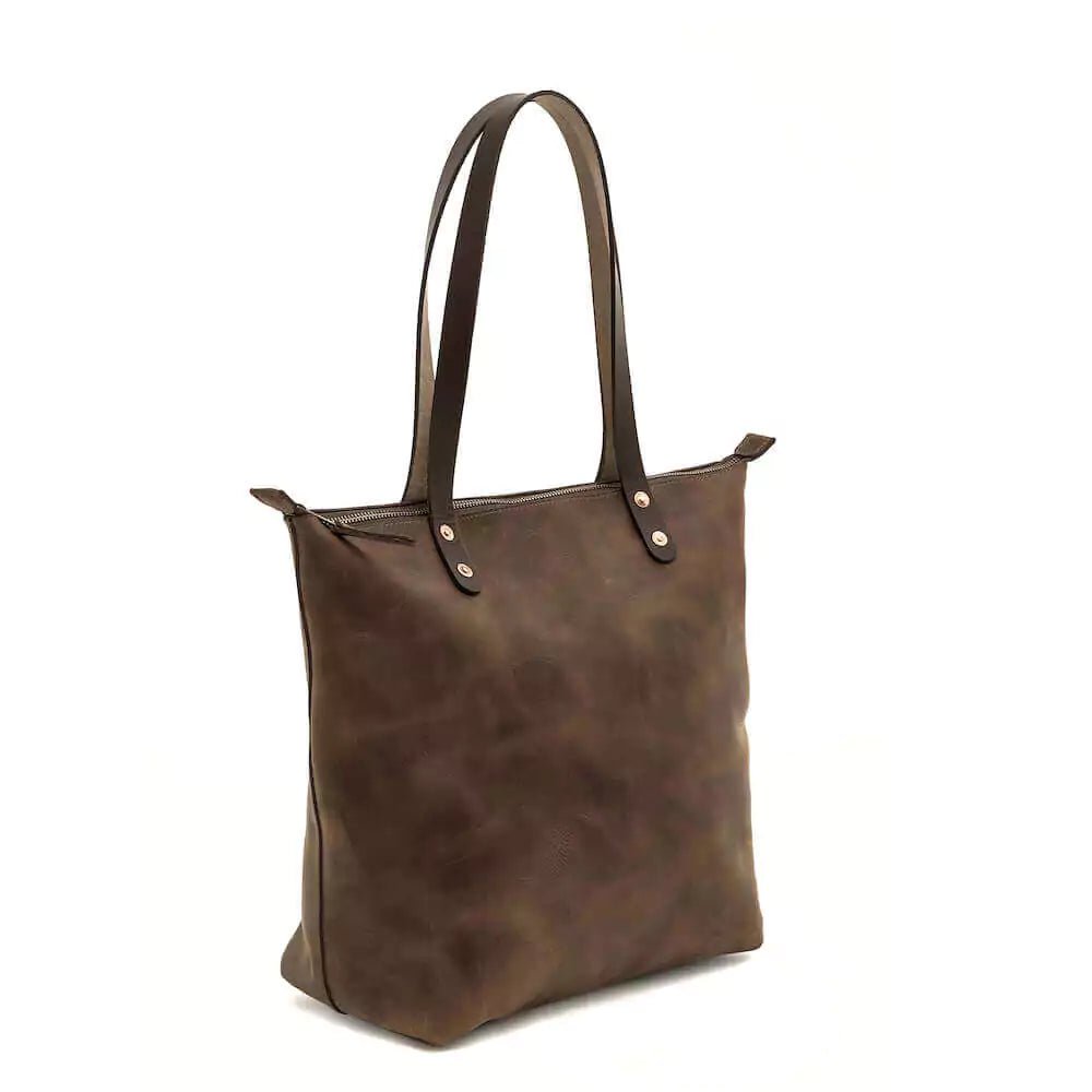 Eden LARGE Leather Tote Bag - Zippered watch band - Strapped For Time