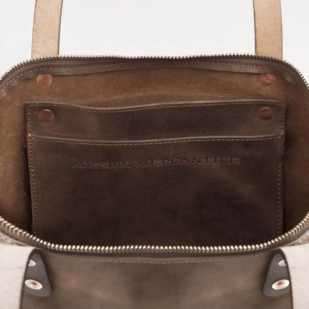 Eden LARGE Leather Tote Bag - Zippered watch band - Strapped For Time