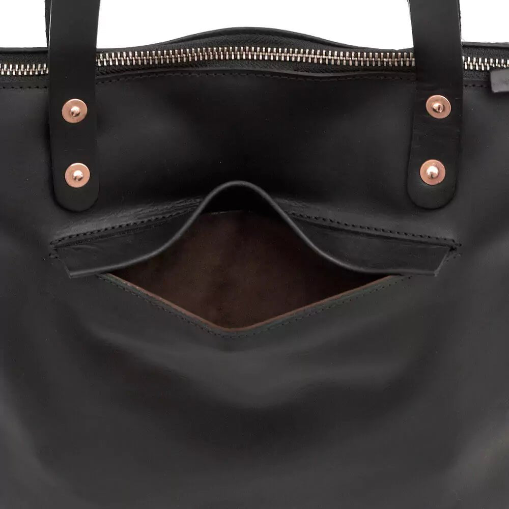 Eden LARGE Leather Tote Bag - Zippered watch band - Strapped For Time