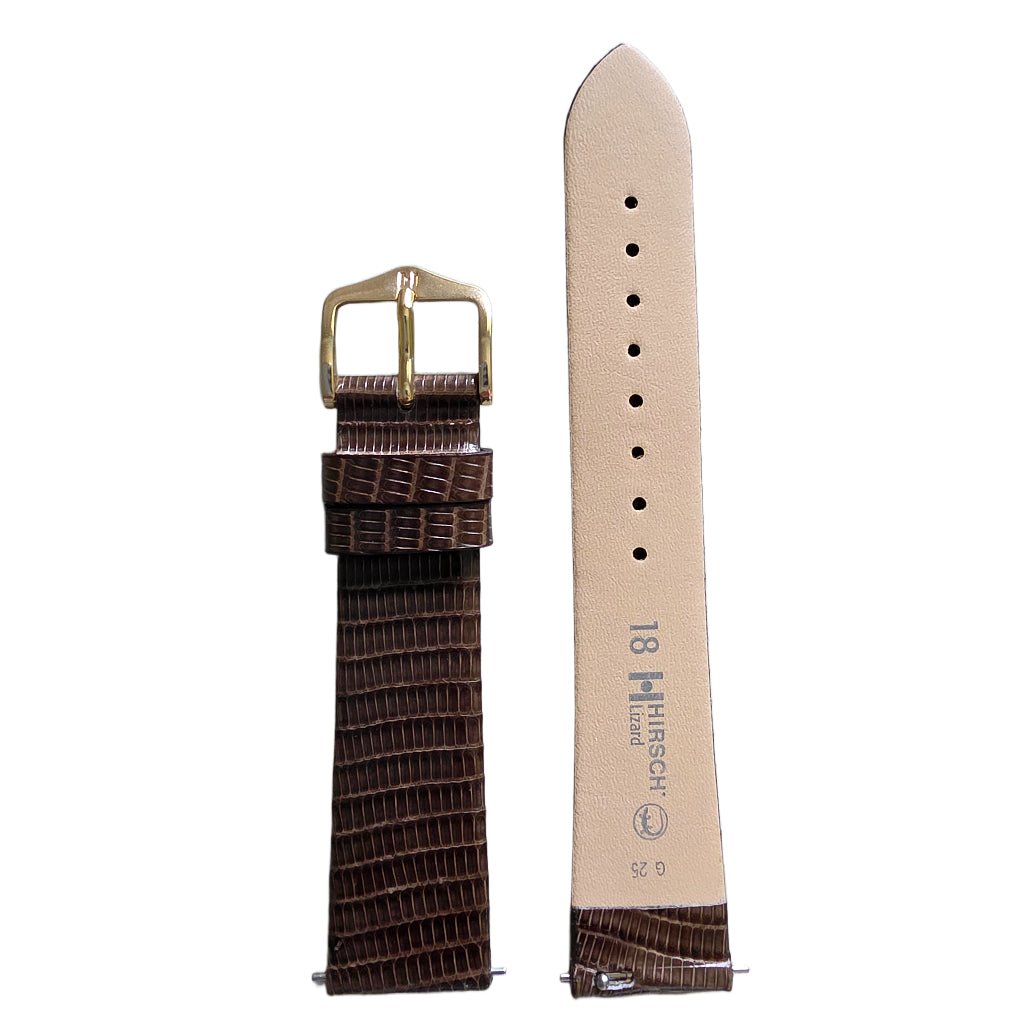 Hirsch Lizard | 18mm Medium - Brown watch band - Strapped For Time