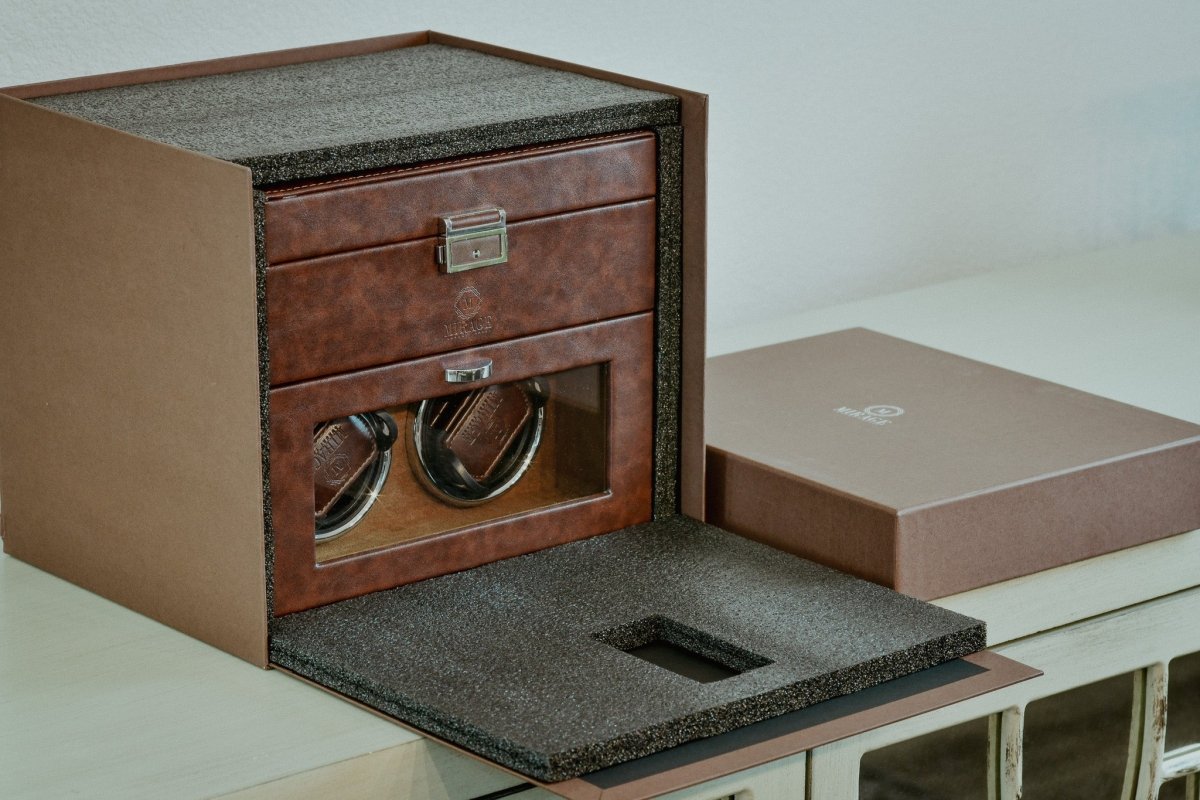Luxury Watch Winder Box - Coffee Brown watch band - Strapped For Time